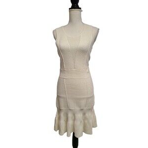 Sandro Paris Sweater Sleeveless Dress Ribbed Fit Flare Off‎ White Women's Size 3